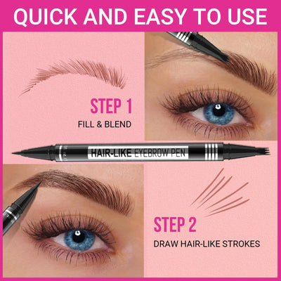 iMethod Microblading Eyebrow Pen - Eyebrow Pencil Magical 2-in-1 Dual-Ended Eye Brow Pencils for Women with 4-Fork-Tip & Precise Brush-Tip Create Natural Hair-Like Brows, Last All-Day, Light Brown 01 Light Brown