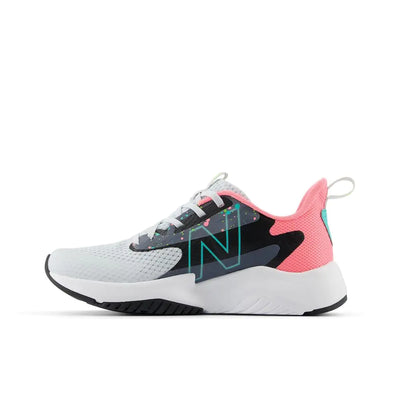 New Balance unisex-child Rave Run V2 Lace-up 12 Little Kid Quartz Grey/Ultra Pink/Cyber Jade