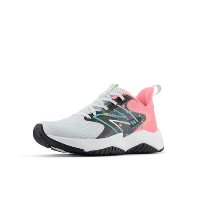 New Balance unisex-child Rave Run V2 Lace-up 12 Little Kid Quartz Grey/Ultra Pink/Cyber Jade