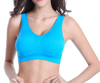 Women's Comfort Workout Sports Bra Low-Impact Activity Sleep Bras 5X-Large 3 Pack Blue Pink Light Purple